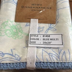 Cotton Dinner Napkins 4 pcs Nicole Miller Nella Spring Floral 20” x 20”